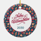Retro Frohe Weihnachten Personalized Keramisch Ornament (Achterkant)