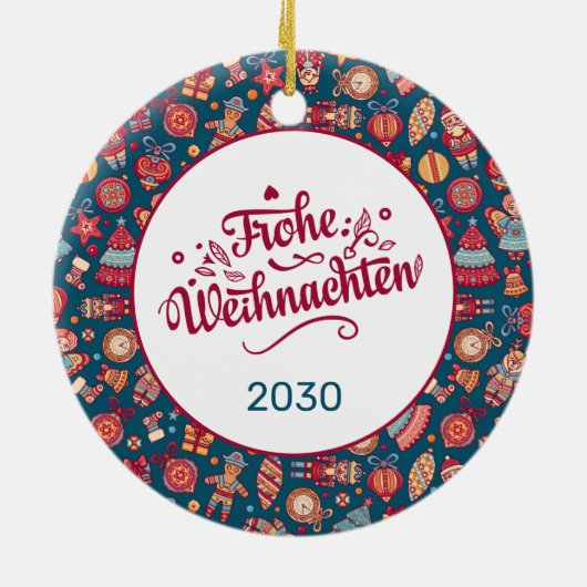 Retro Frohe Weihnachten Personalized Keramisch Ornament (Achterkant)