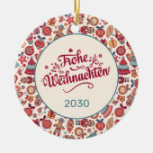 Retro Frohe Weihnachten Personalized Keramisch Ornament (Voorkant)