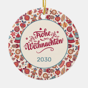 Retro Frohe Weihnachten Personalized Keramisch Ornament