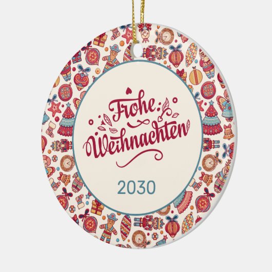 Retro Frohe Weihnachten Personalized Keramisch Ornament (Links)