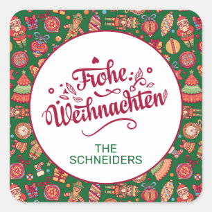 Retro Frohe Weihnachten Personalized Vierkante Sticker