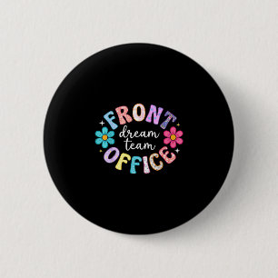 Retro front office-team blij eerste schooldag ronde button 5,7 cm