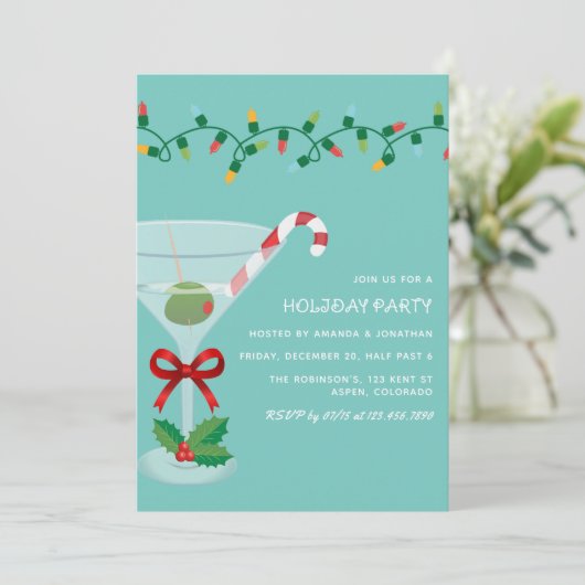 Retro Frost Christmas Holiday Cocktail Party Kaart (Staand voorkant)