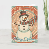 Retro Frosty Snowman Blizzard Christmas Feestdagen Kaart (Voorkant)