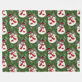 Retro Frosty Snowmen Fleece Deken