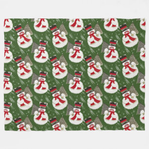 Retro  Frosty Snowmen Fleece Deken