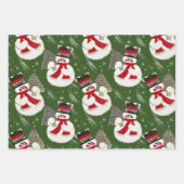 Retro Frosty Snowmen Inpakpapier Vel (Voorkant)