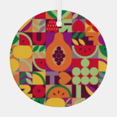 Retro Fruit geometrisch: naadloos Glas Ornament (Achterkant)
