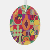 Retro Fruit geometrisch: naadloos Glas Ornament (Voorkant Rechts)