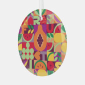Retro Fruit geometrisch: naadloos Glas Ornament (Voorkant links)