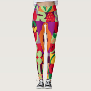 Retro Fruit geometrisch: naadloos Leggings