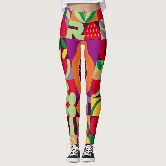 Retro Fruit geometrisch: naadloos Leggings (Voorkant)