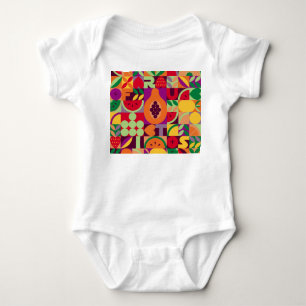 Retro Fruit geometrisch:  naadloos Romper