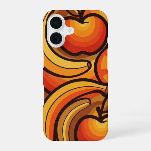 Retro Fruitgolven iPhone 16 Hoesje (Achterkant)