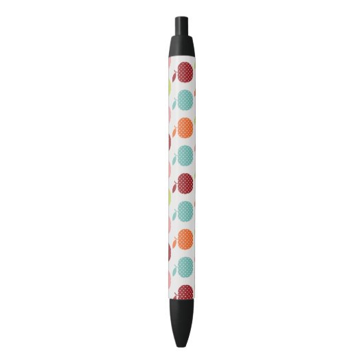Retro Fruity Apple Patroon Zwarte inkt Pen (Voorkant Verticaal)