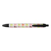 Retro Fruity Apple Patroon Zwarte inkt Pen (Achterkant)