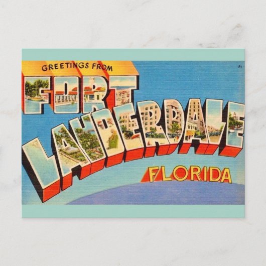 Retro Ft Lauderdale Florida Briefkaart (Voorkant)