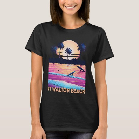Retro Ft Walton Beach Florida Souvenir Surf T-shirt (Voorkant)