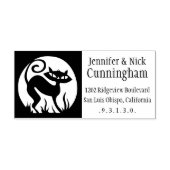 Retro Full Moon Cat Return Address Stempel (Afrduk)