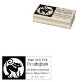 Retro Full Moon Cat Return Address Stempel (Gestempeld)