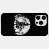 Retro Full Moon & Minimalist Pine Tree Gra Case-Mate iPhone Case (Achterkant (horizontaal))