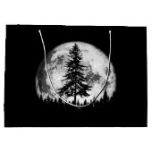 Retro Full Moon & Minimalist Pine Tree  Gra Groot Cadeauzakje (Achterkant)