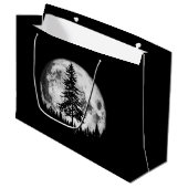 Retro Full Moon & Minimalist Pine Tree  Gra Groot Cadeauzakje (Voorkant Gekanteld)