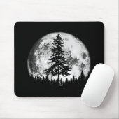 Retro Full Moon & Minimalist Pine Tree Gra Muismat (Met muis)