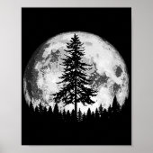Retro Full Moon & Minimalist Pine Tree  Gra Poster (Voorkant)