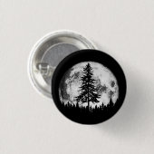 Retro Full Moon & Minimalist Pine Tree Gra Ronde Button 3,2 Cm (Voorkant /achterkant)