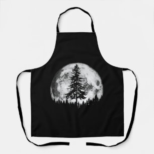 Retro Full Moon & Minimalist Pine Tree Gra Schort