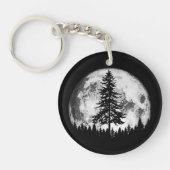 Retro Full Moon & Minimalist Pine Tree  Gra Sleutelhanger (Voorkant)