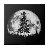 Retro Full Moon & Minimalist Pine Tree  Gra Tegeltje (Voorkant)