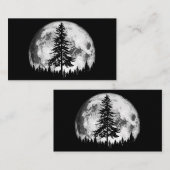 Retro Full Moon & Minimalist Pine Tree  Gra Visitekaartje (Voorkant / Achterkant)