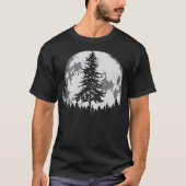 Retro Full Moon Minimalist Pine Tree Graph T-shirt (Voorkant)