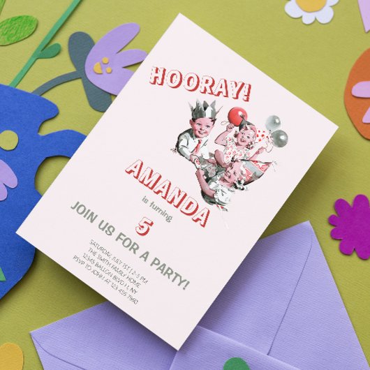  Retro Fun 50s Kinderen Verjaardagsfeest Kaart