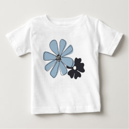 Retro Fun Blue Floral Outline Flowers Patroon
