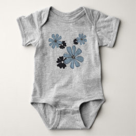 Retro Fun Blue Graphic Flowers Romper