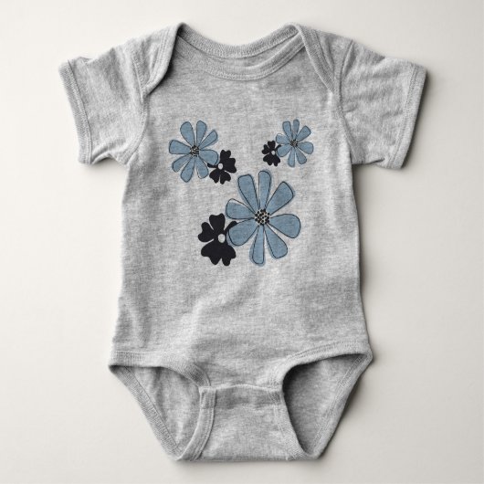 Retro Fun Blue Graphic Flowers Romper (Voorkant)