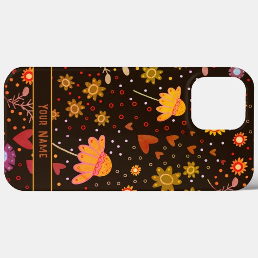 Retro Fun Bruin Bloemen Inspirivity Girly Naam Case-Mate iPhone Case (Achterkant (horizontaal))
