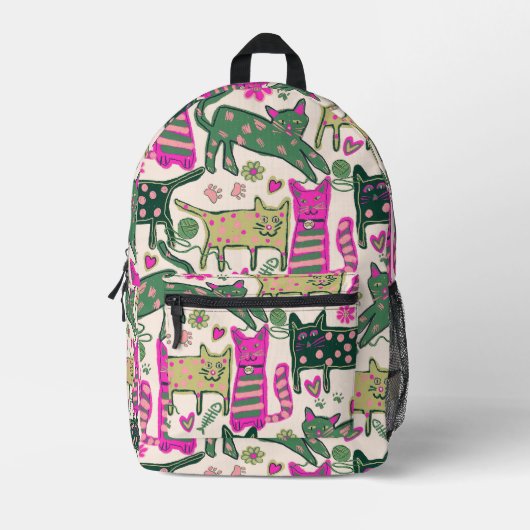 Retro Fun Cat Design Bedrukte Rugzak (Voorkant)
