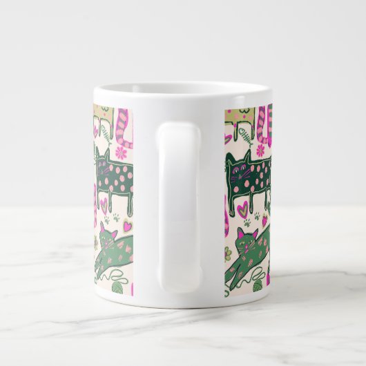 Retro Fun Cat Design Grote Koffiekop (Achterkant)