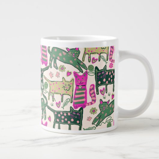 Retro Fun Cat Design Grote Koffiekop (Rechts)