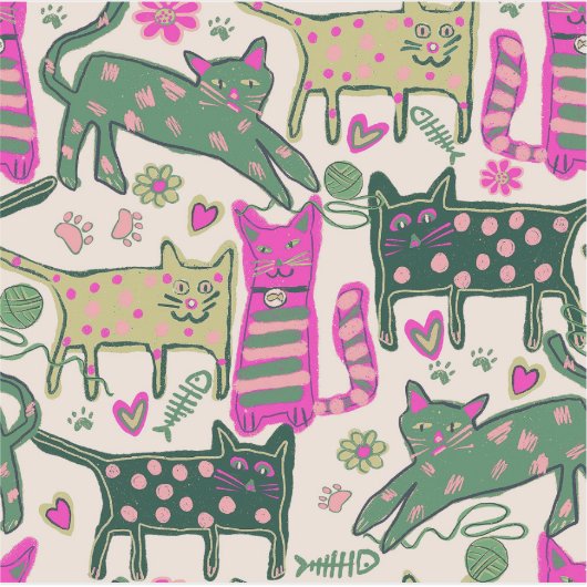 Retro Fun Cat Design Sticker (Voorkant)