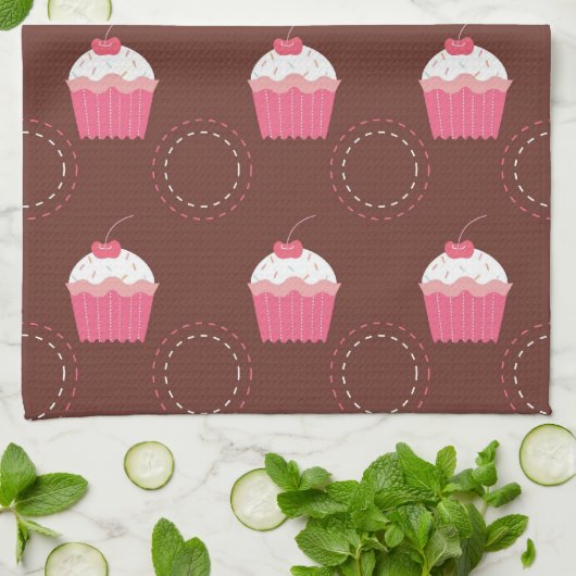 Retro Fun Cupcake Patroon Theedoek (Gevouwen)