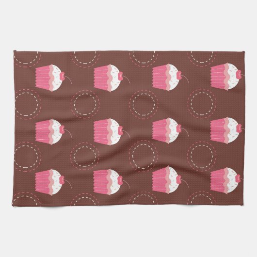 Retro Fun Cupcake Patroon Theedoek (Horizontaal)