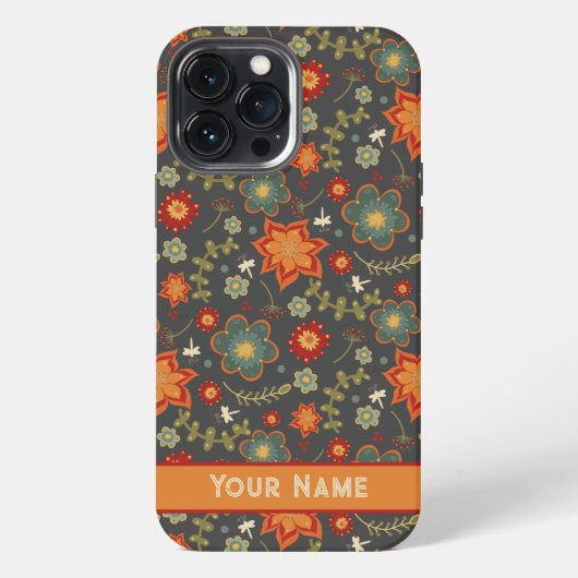 Retro Fun Floral Dragonfly Aangepaste naam iPhone Hoesje (Achterkant)
