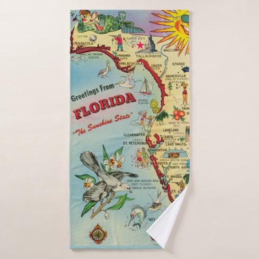 Retro Fun Florida Kaart Handdoek (Badhanddoek)