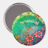 Retro Fun Flowers Inspirivity Custom Magneet (Voorkant / Achterkant)
